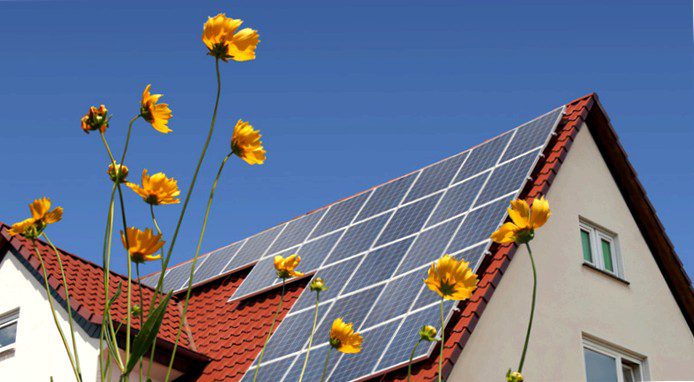 solar panels on clay roof